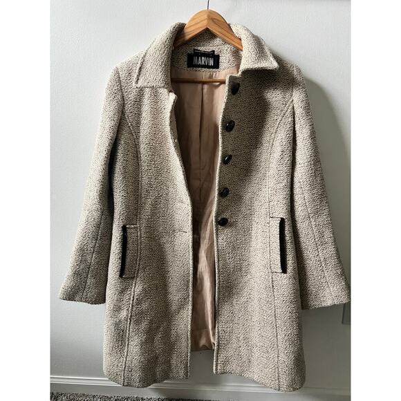 Vintage Marvin Richards double breasted wool blend pea coat women's size large - Picture 1 of 8